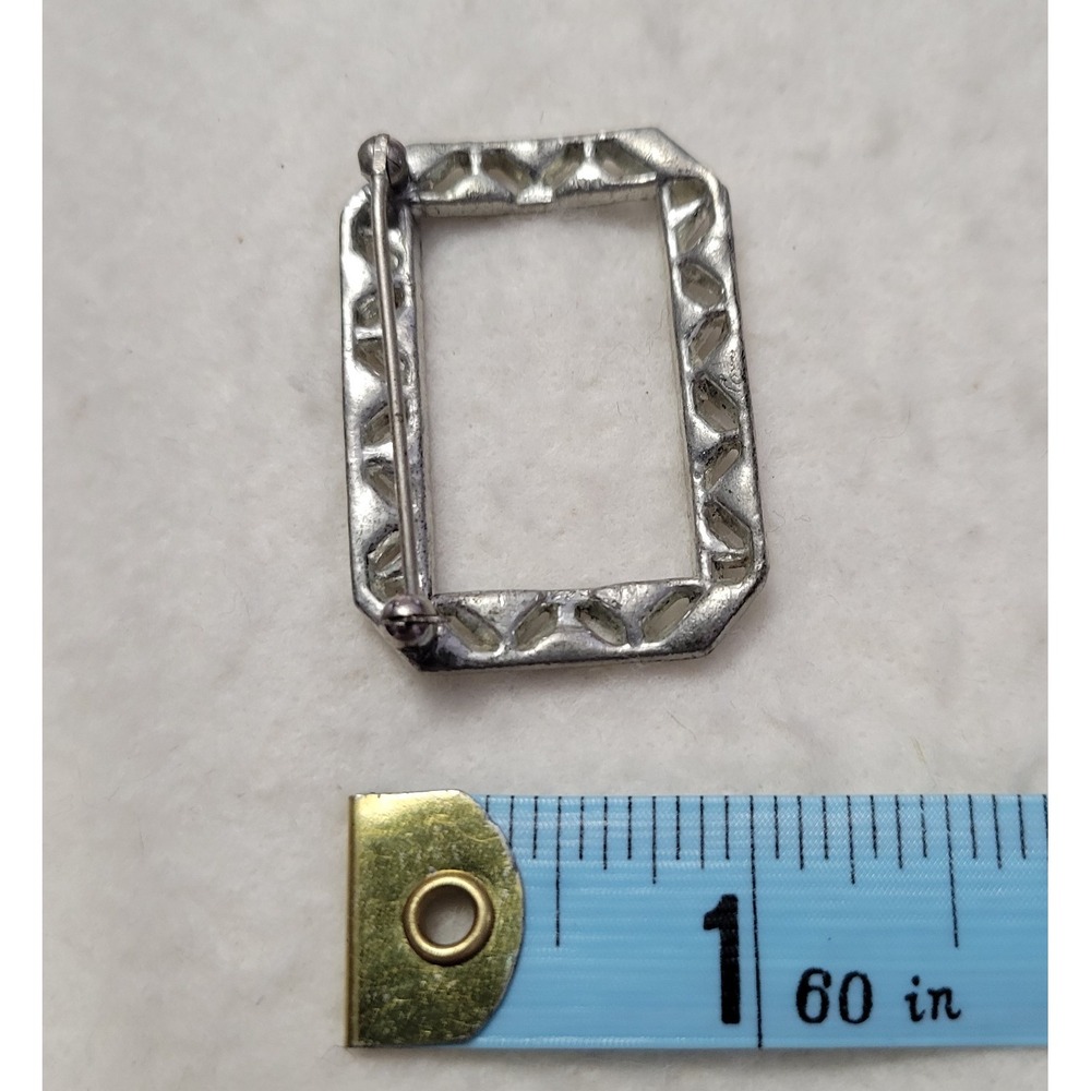 Vintage Antique CORO Signed Silver Tone Art Deco Rectangle Rhinestone 1.5" AS IS - Picture 5 of 6